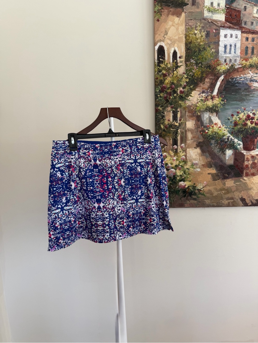 Tranquility Activewear Skort Blue Pink Geometric Print Yoga Hiking Size Medium